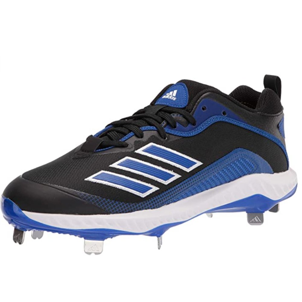 Mens Black and Blue Adidas Icon 6 Bounce Baseball Cleats Mens Sizes